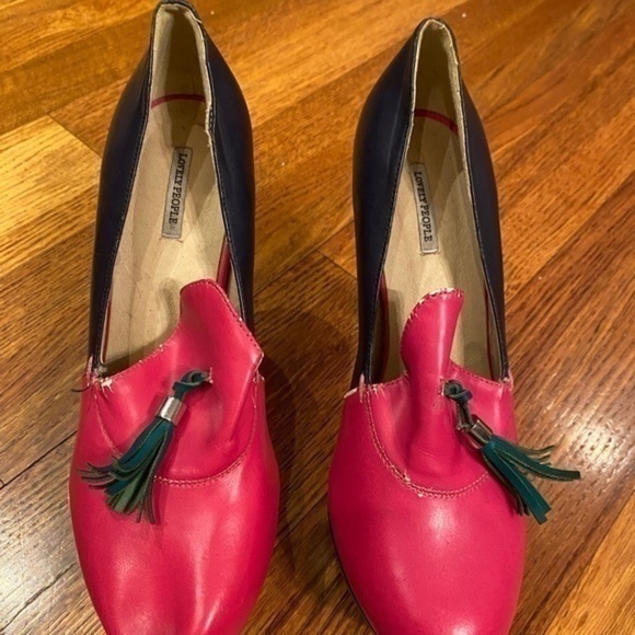 Lovely People Multicolor Heeled Pumps Platform Heels Pink Green Women Size 8 - Picture 2 of 12